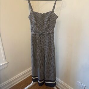 Unique Navy and White Geometric Jumpsuit